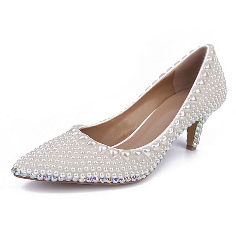 valentina pearl embellished kitten heel