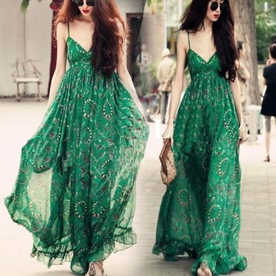 green beach dress