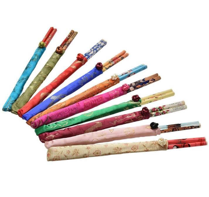 Best Gifts Chinese Silk Chopstick Sets Travel Souvenir Craft