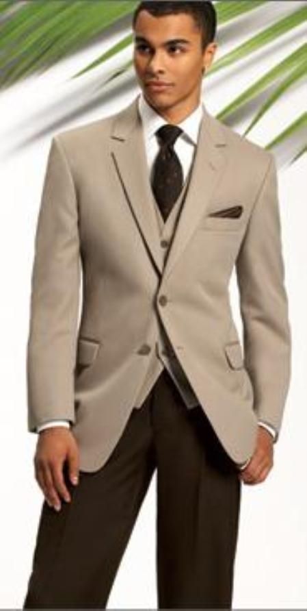 Khaki Suits Groom Tuxedo For Wedding 