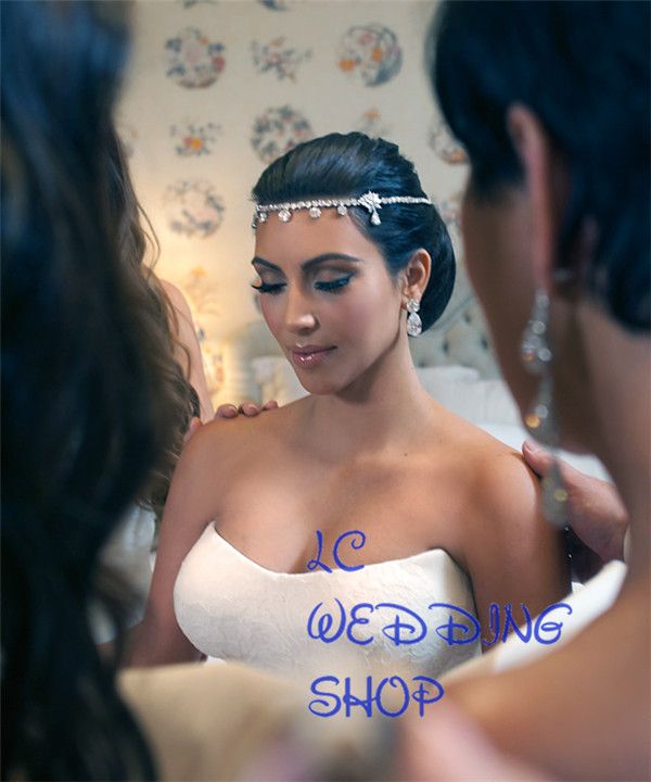 Kim Kardashian Wedding Hair Accessories Rhinestones Crystal