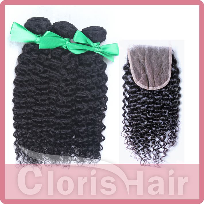Indian Kinky Curly Hair With Closure Milky Way Afro Kinky Curly