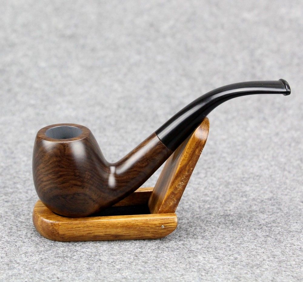 Gift Set Bent Tobacco Pipe Classic Ebony Wood Pipes 9mm Filter Smoking