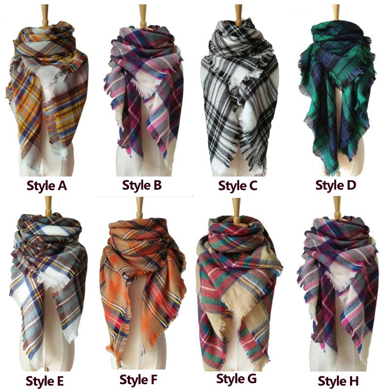 Bufanda Manta de Invierno Para Mujer Tartán Pashmina Larga Bufanda Rectángulo de Cuadros Escoceses de Cachemira para Mujer