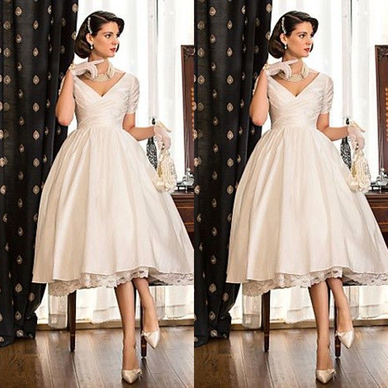 2015 Elegant Tea Length Wedding Dresses 