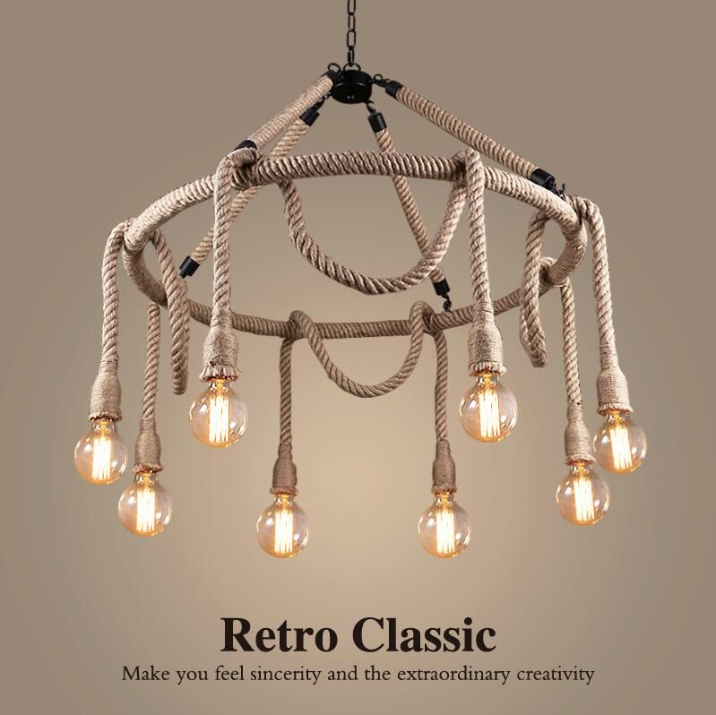 Acquista Lampada A Sospensione Vintage In Corda Di Canapa In Stile Loft 6 8 Luci Lampada Da Ristorante In Stile Americano In Ferro Battuto Vintage In Ferro Battuto V044 A 108 12 Dal