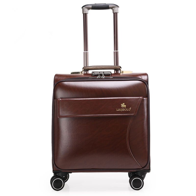 16 Inches Leather Trolley Luggage, Vintage Suitcase, Brown Boarding ...