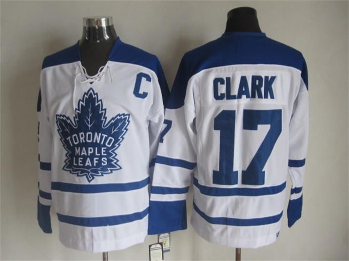 Vintage Wendel Clark #17 Maple Leafs Jersey NHL 80s Hockey White Blue  Canada CCM