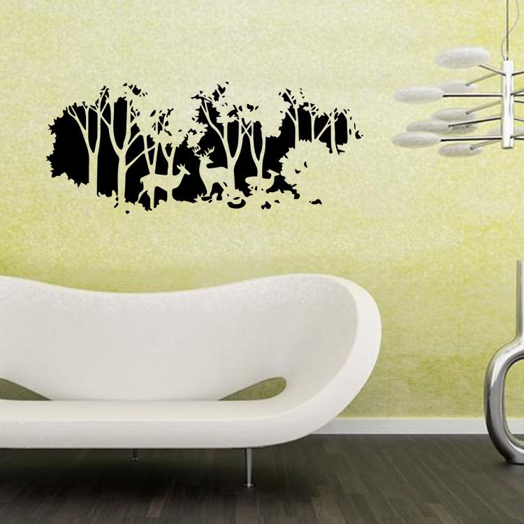 Extra Large Deer In The Forest Wall Art Mural Decor Living Room Bedroom Home Decal Wallpaper Poster Art Applique Decor 58 X 126cm Decals Wall Stickers