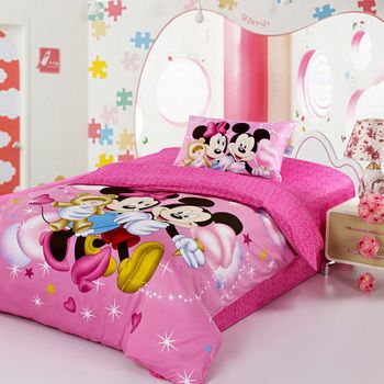 Grosshandel Rosa Mickey Minnie Mouse Bettwasche Set Doona Kind Twin