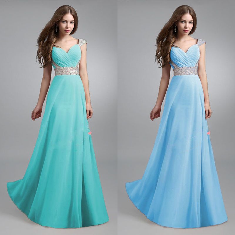 Women Formal Long Chiffon Cocktail Ball Gown Wedding Bridesmaid Evening Dress H