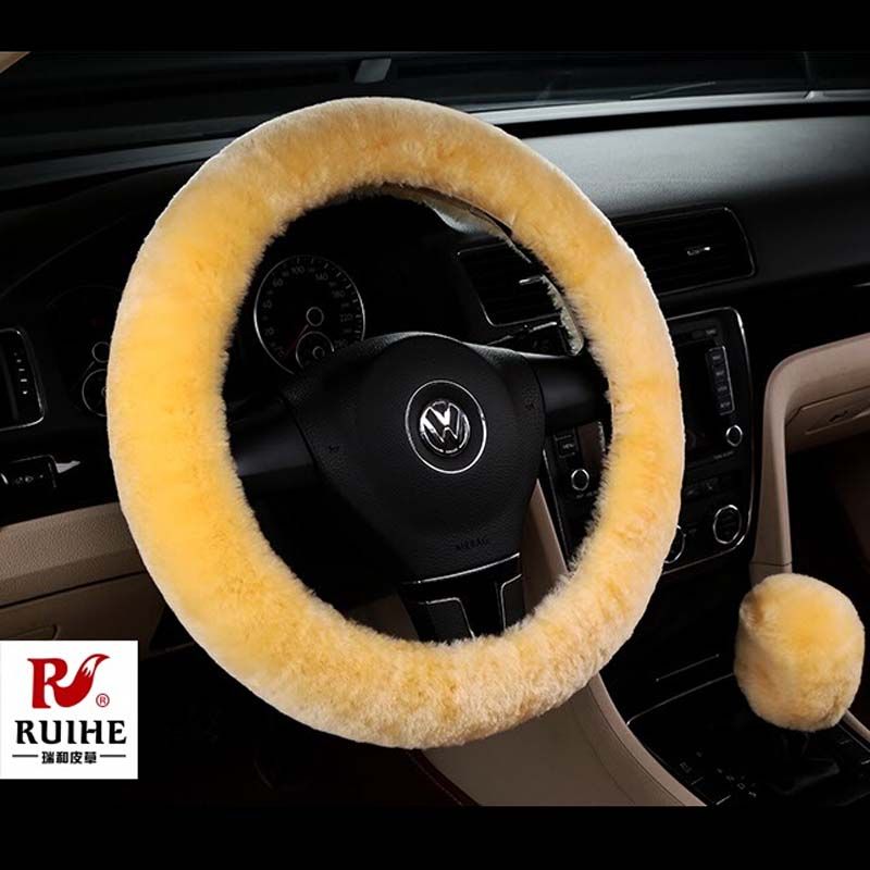 TR.OD Universal Durable Elastic Wheel Steering Stitch Car Steering Wheel Cover Beige