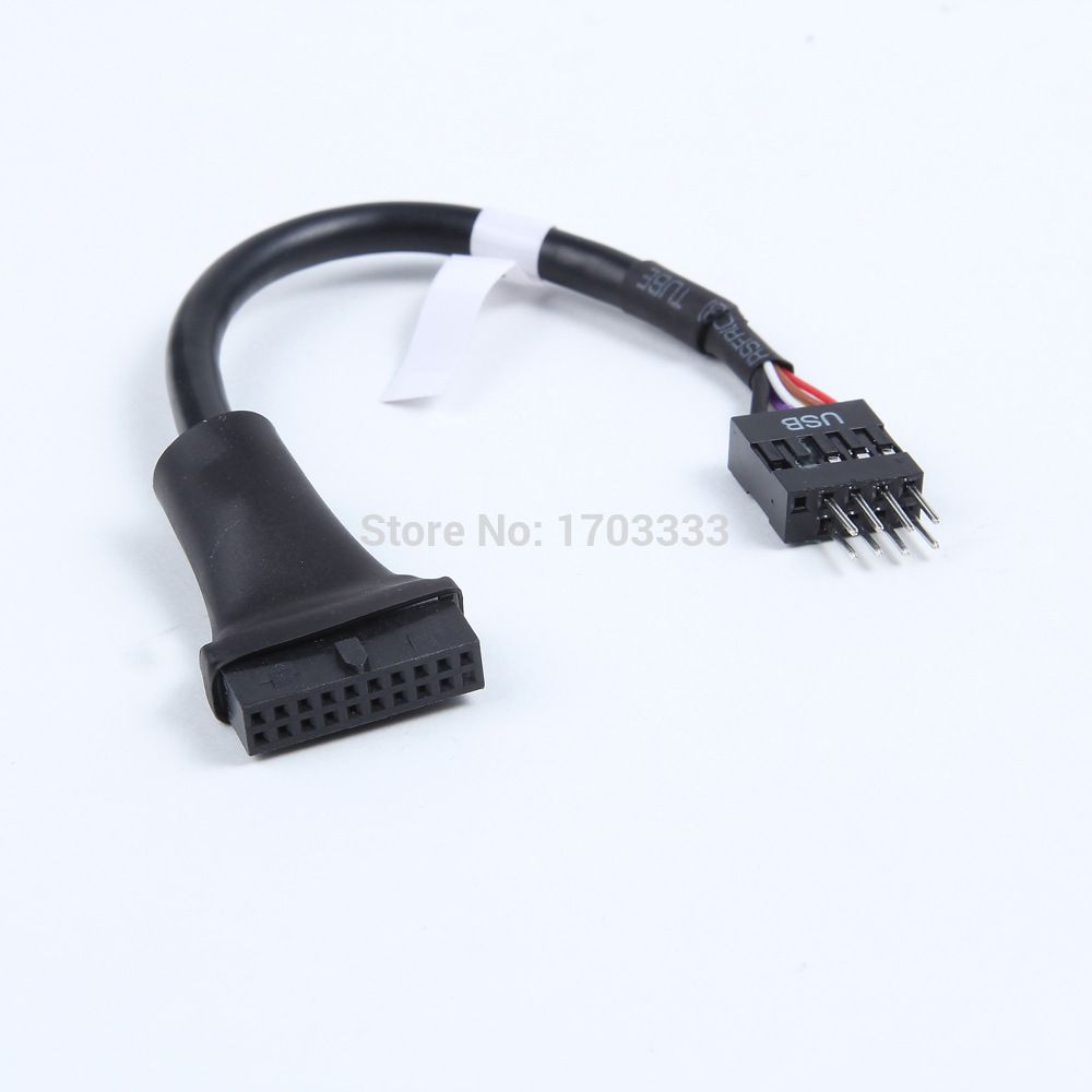 USB 2.0 9Pin Motherboard Female to 20Pin USB 3.0 Housing Male Adapter Cable N LL