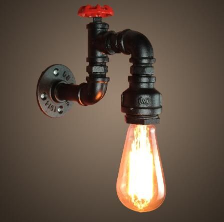 Grosshandel Retro Wasserhahn Vintage Wandleuchten Eisen Rohr Lampe