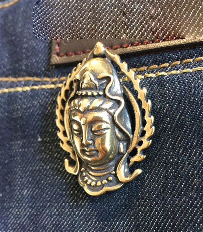 Brass Bhodisattva Biker Wallet Chain Connector Clothing Decorate Concho Solid