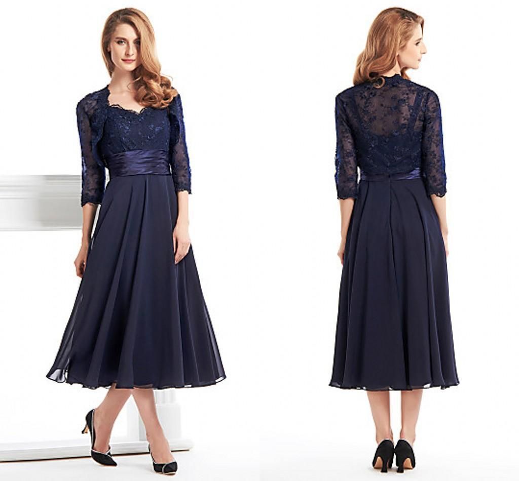 long sleeve tea length mother of the bride dresses