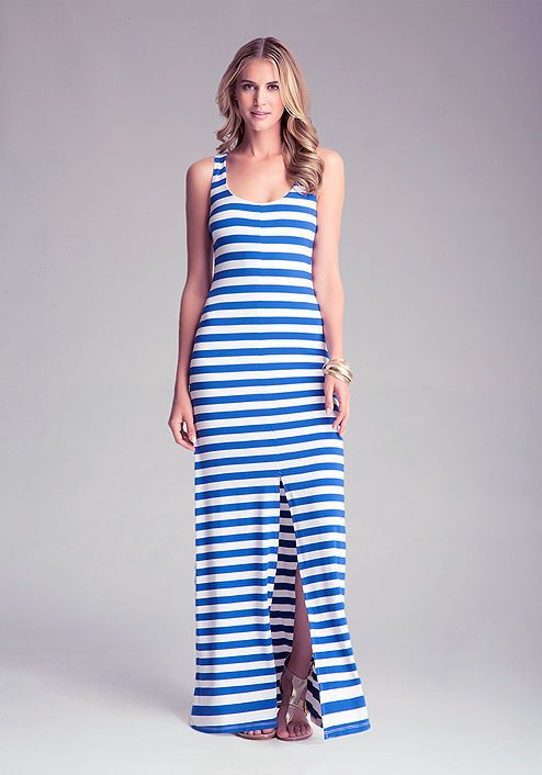 Outfit: Look de verano con maxi vestido en azul y blanco #0127