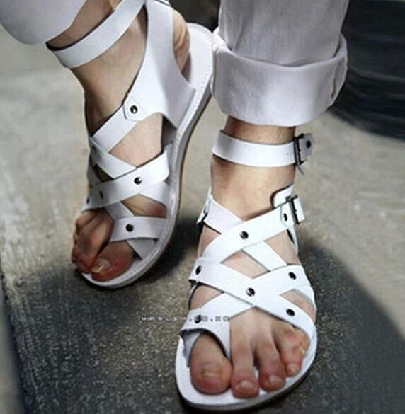 white casual sandals