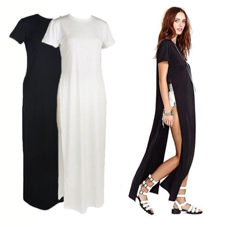 double side slits split long t shirt