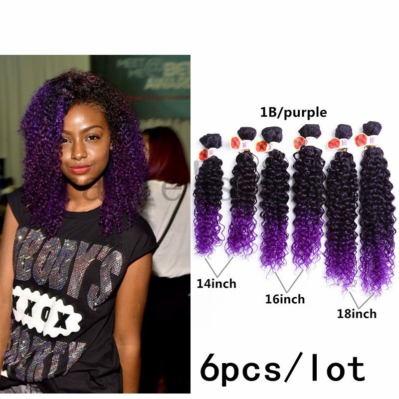 ombre burgundy purple hair 6pcs per set kinky curly hair extensions synthetic hair bundles ombre kinky extensions curlyhair weft weaves ombre burgundy purple hair 6pcs per set kinky curly hair extensions synthetic hair bundles ombre kinky extensions curlyhair weft weaves