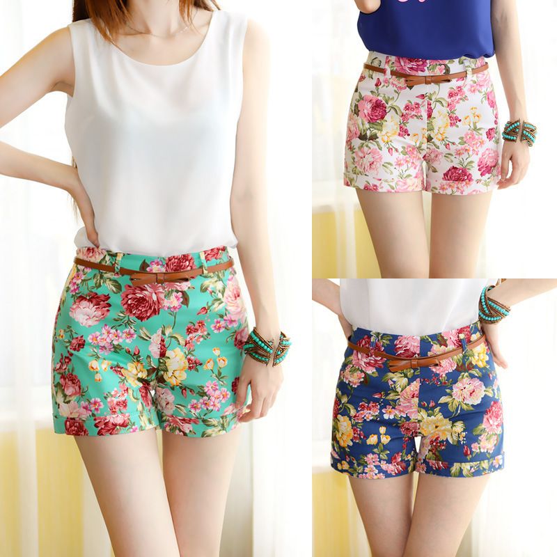21 Promotion Fashion Designer Flower Pattern Floral Elastic High Waist Women Pants Mini Trouser Ladies Shorts Girls Short Pants From Beinu 9 95 Dhgate Com