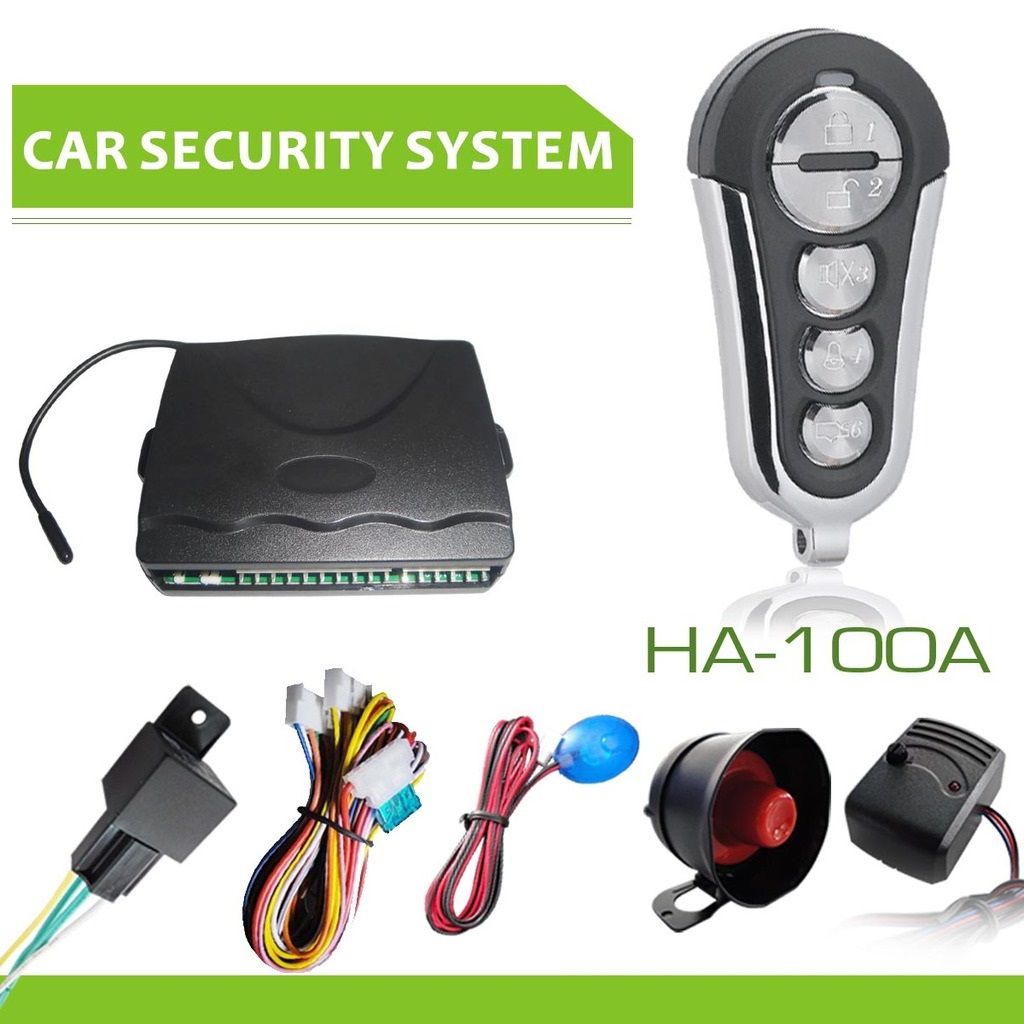 1-Way Car Burglar Alarm Vehicle Keyless Entry Security System 2 Remote Control