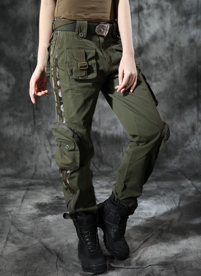 green pants with pockets on sides