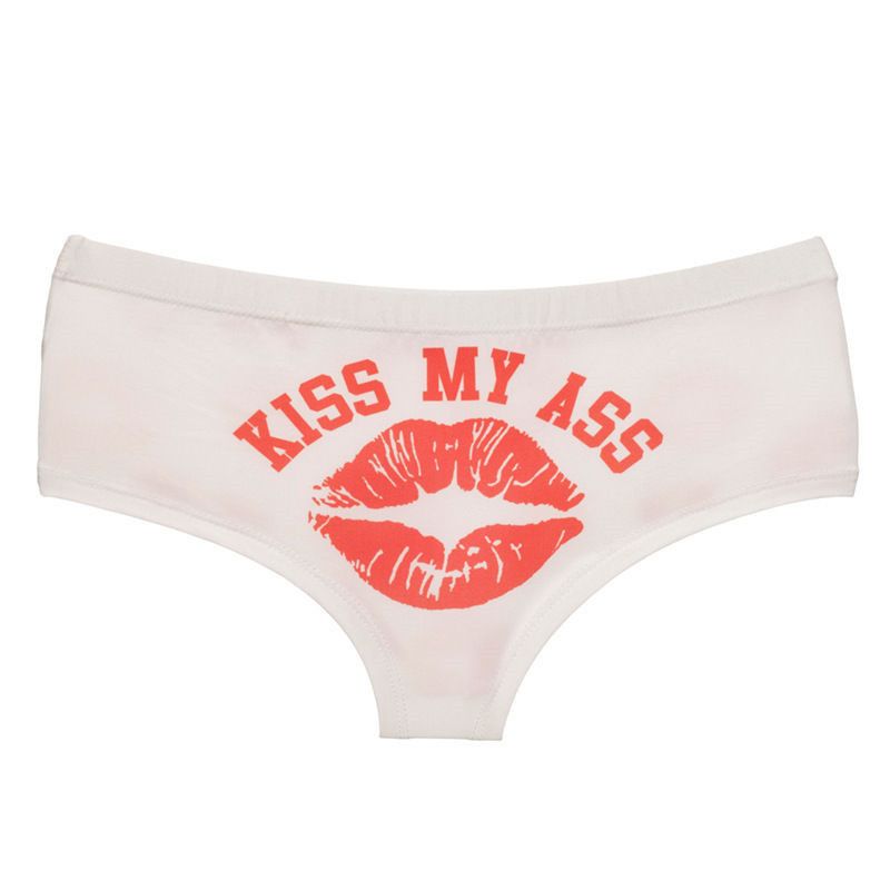 Sexy Women Kiss My Ass Letter Impreso Sexy Lips Lady Thong Ropa interior bragas