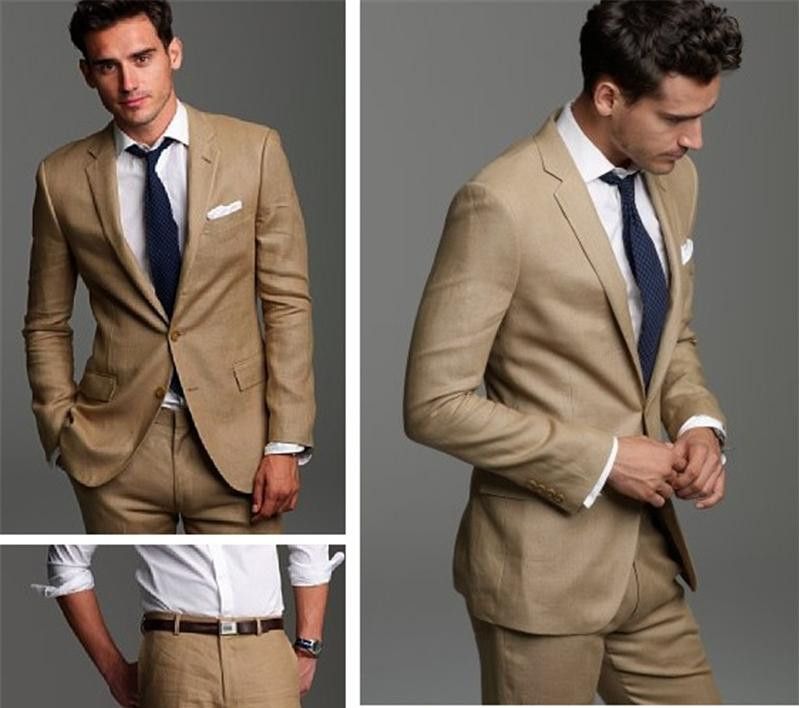 Compra 015 Esmoquin Guapos Para Trajes De Boda Hombres Beige Para Los  Hombres 3 Piezas Trajes De Hombres Trajes De Los Padrinos De Boda Del Novio  Adapta A La Chaqueta + Pantalones