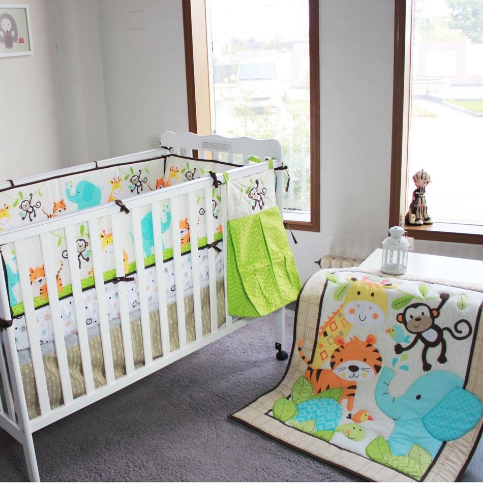 2016 Year Baby Bedding Set 3d Elephants Monkeys Tigers Baby Crib