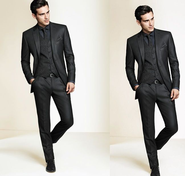 all black slim suit