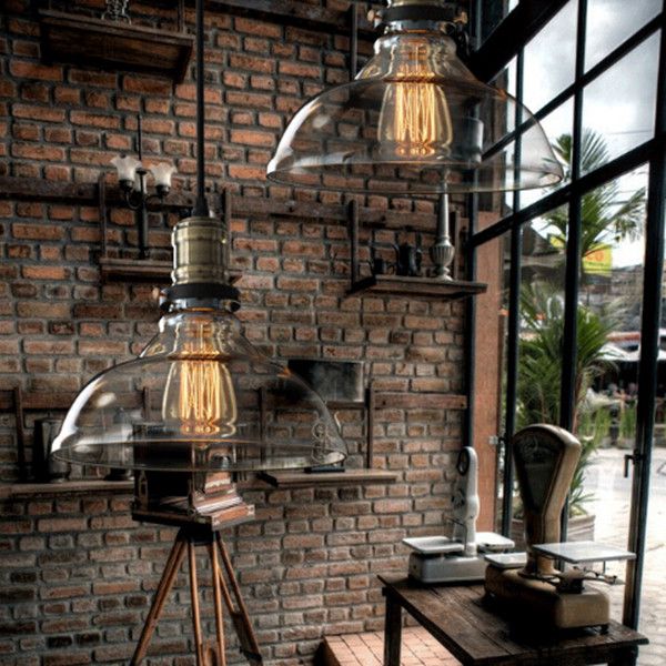 Vintage American Country Style Industrial Clear And Amber Glass Vintage American Country Style Industrial Clear And Amber Glass Cover Lampshade Pendant Hanging Light Chandelier Celing Lamp Edison E27 Bulb