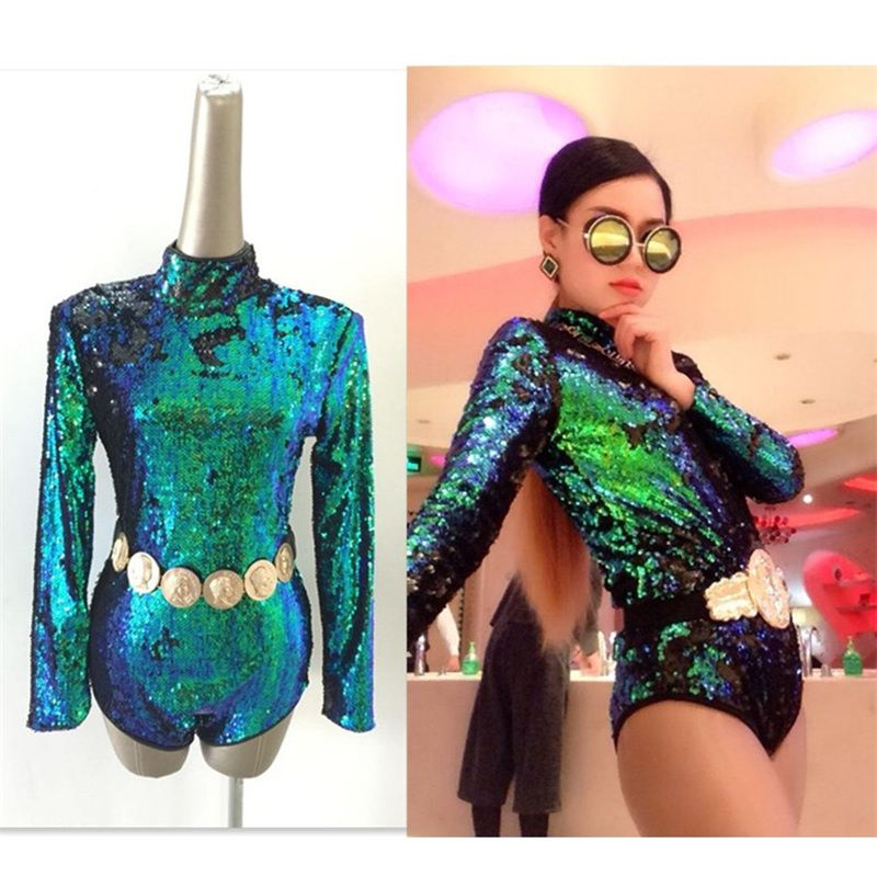 green sequin bodysuit