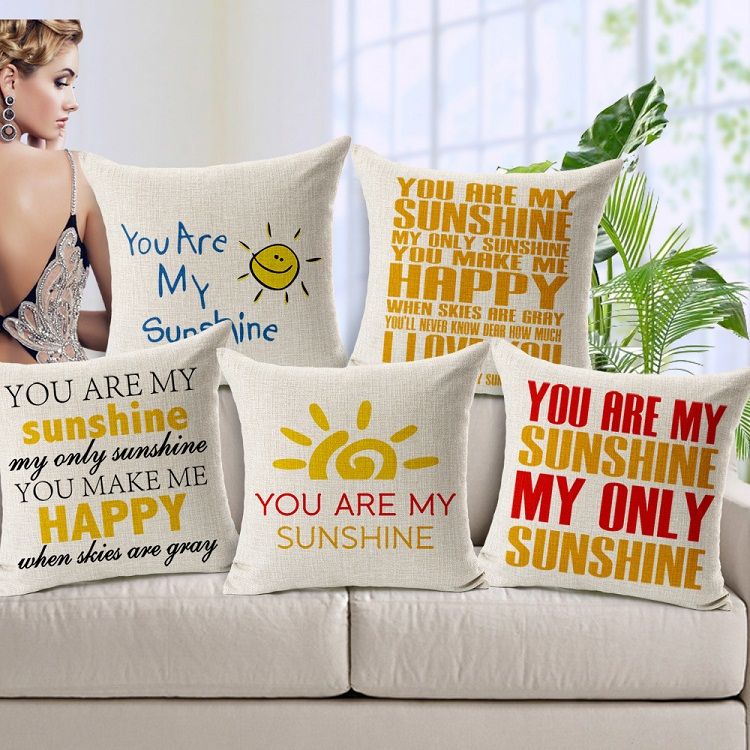 You Are My Sunshine Cushion Cover Purple Flower Angel Girl English
