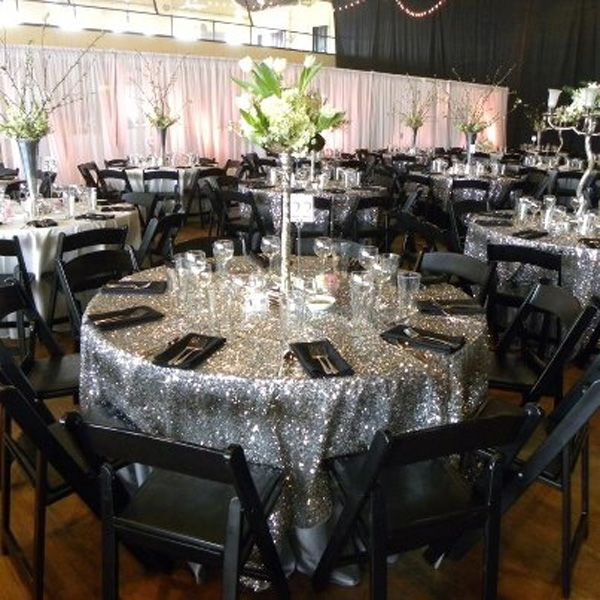 Factory Directly Whole Wedding, Round Silver Sequin Tablecloth