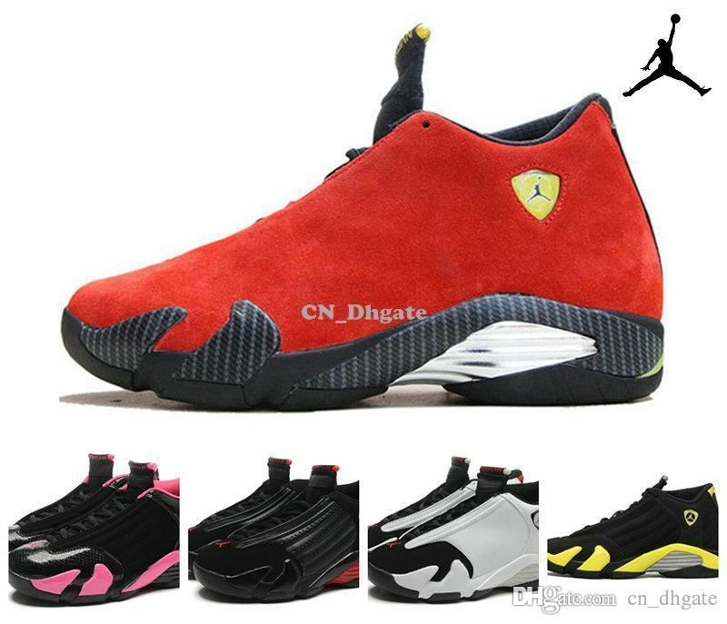 compre zapatos negro rosa hombres mujeres de baloncesto nike air jordan 14 retro trueno bred