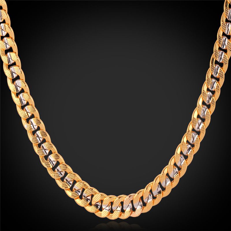 Fancy Two Tone Gold Chain Necklace 