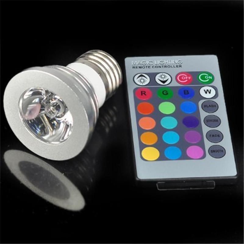 compre en stock bombilla led rgb 16 focos led que cambian de color 4w bombillas led rgb e27 gu10 e14 mr16 gu5 3 con control remoto de 24 teclas 85