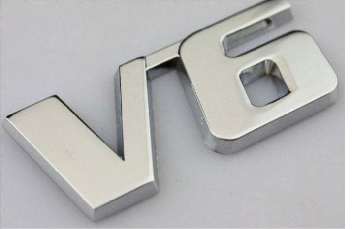 Metal V6 Cromo Emblemas emblemas carros Adesivos Fender car styling