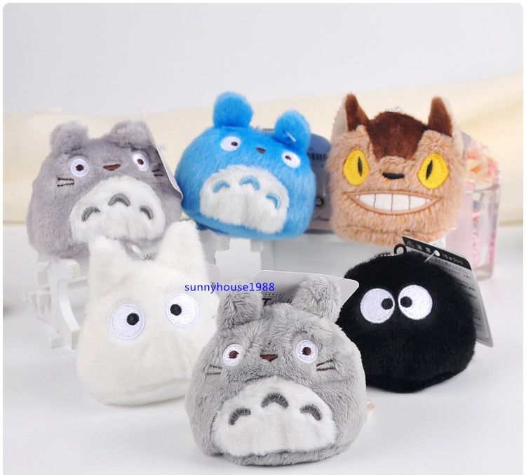 Set Of 6pcs My Neighbor Totoro Mini Plush Pendants Toys Totoro Cat Bus Kurosuke Beans Filled Plush