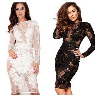 sheer black bodycon dress