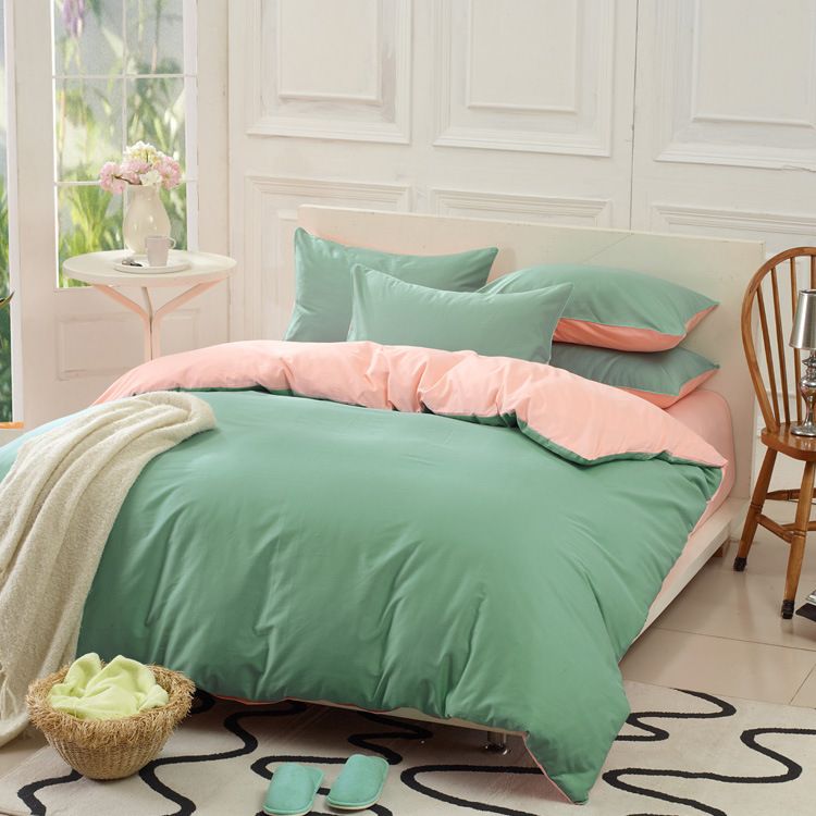 Custom Solid Color Bedding Set Green 50 Silk Satin Bedding Sets