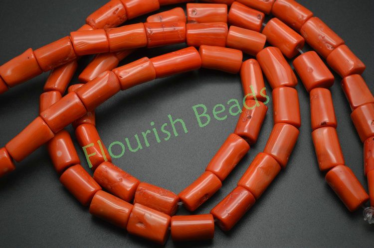coral tube beads