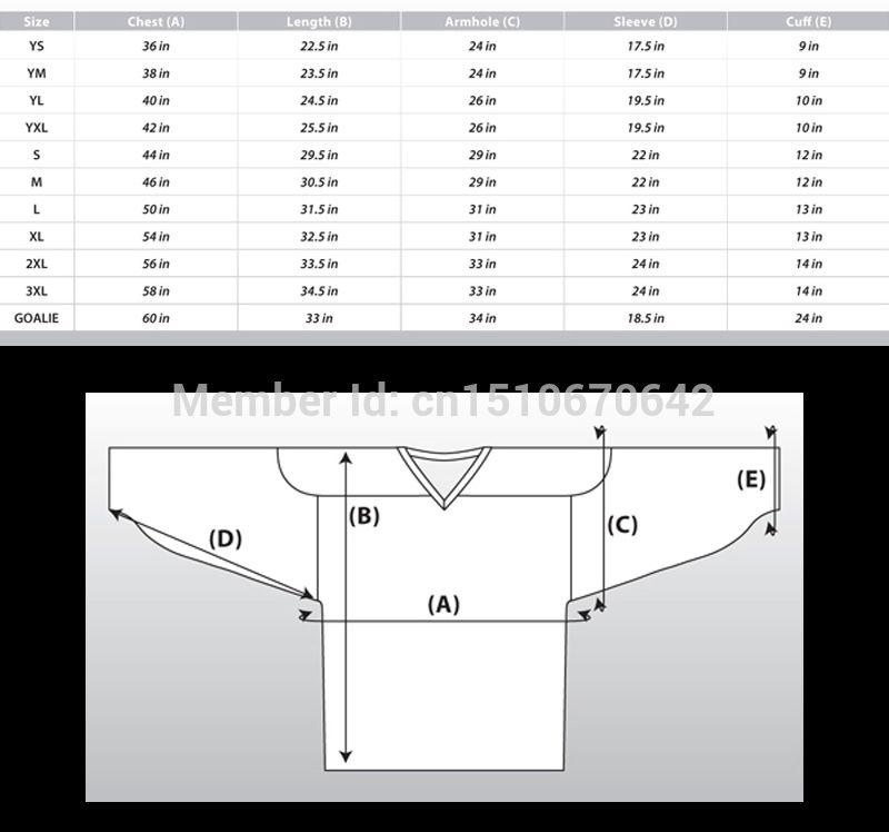 reebok nfl jersey size guide