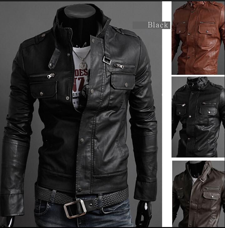 2018 New Mens Stand Collar Leather Jackets Autumn Men S 2018 New Mens Stand Collar Leather Jackets Autumn Men S Jacket Locomotive Style Slim