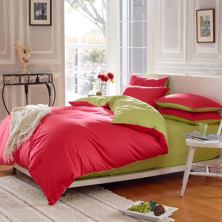 Custom Solid Color Bedding Set Green 50 Silk Satin Bedding Sets