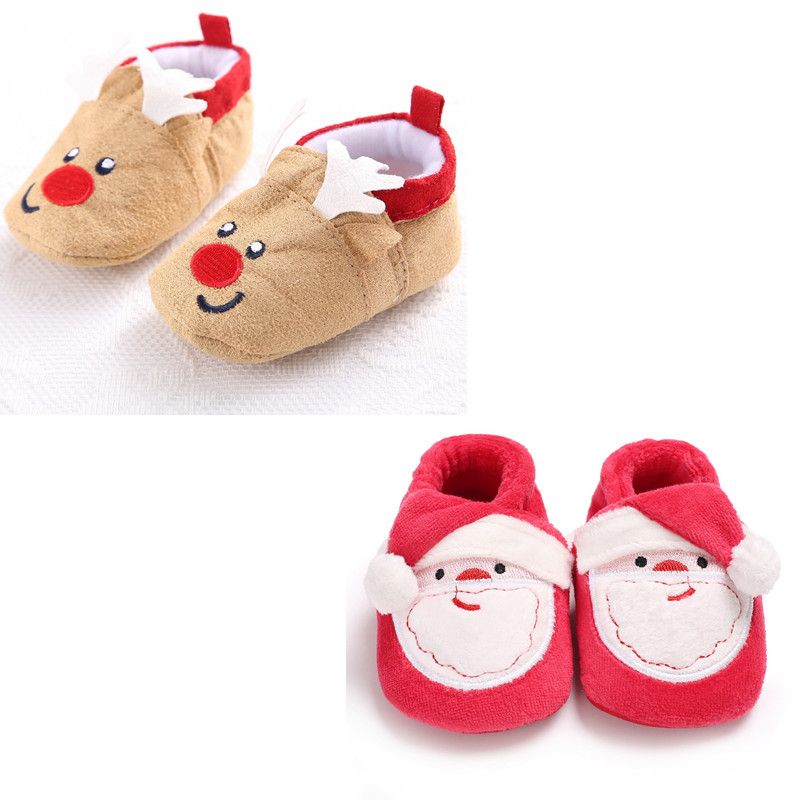 Zapatos de blanda sin para Zapatos de tela navideña para bebés Papá Noel