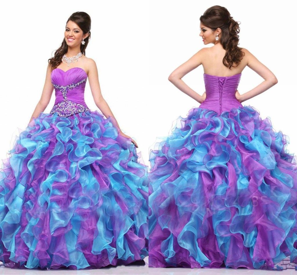 purple blue quinceanera dresses