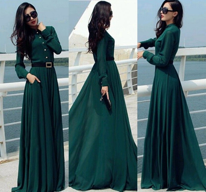 dark green casual dress
