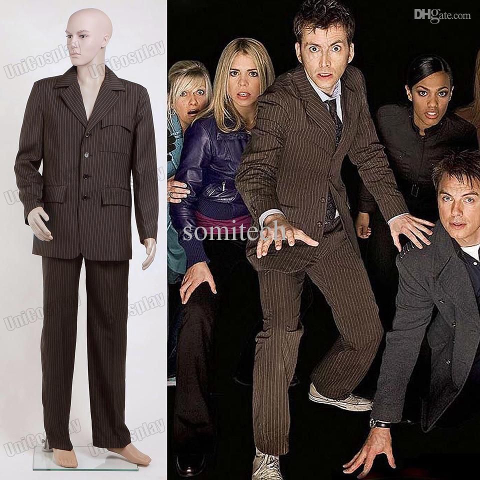 Who is Doctor Dr Brown Pinstripe Business Suit Blazer+Pants Costume Cosplay Set